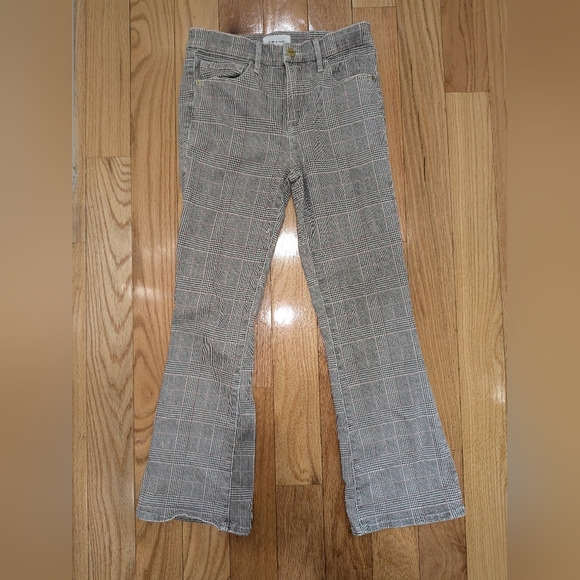 D5. FRAME LE CROPPED MINI BOOT PLAID JEANS - Picture 7 of 12